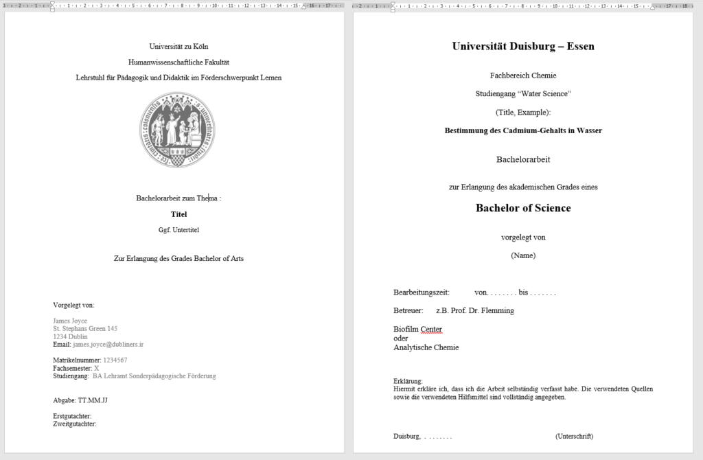 Das perfekte Deckblatt deiner Bachelorarbeit + 5 Uni Vorlagen