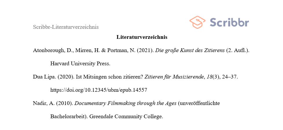 APA-Literaturverzeichnis Vorschau