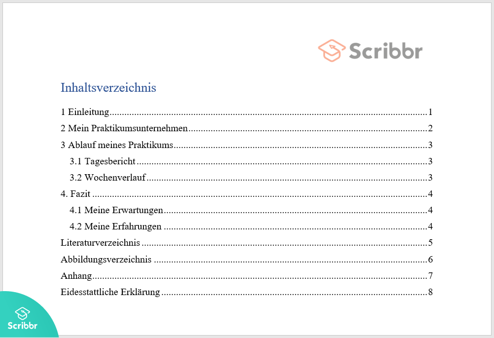 praktikumsbericht-gliederung-beispiel-scribbr