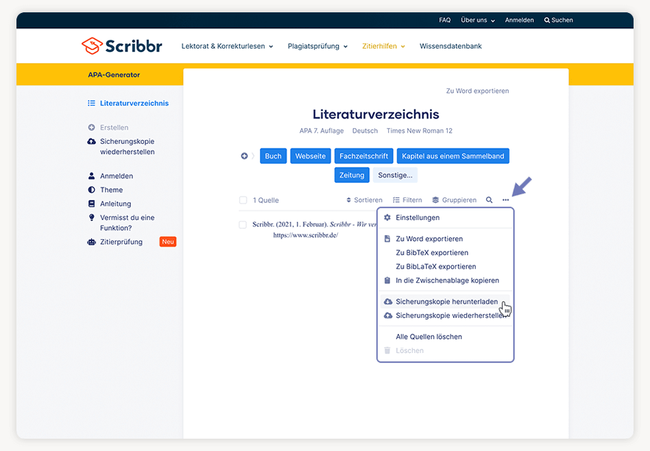 Literaturverzeichnis in Word herunterladen